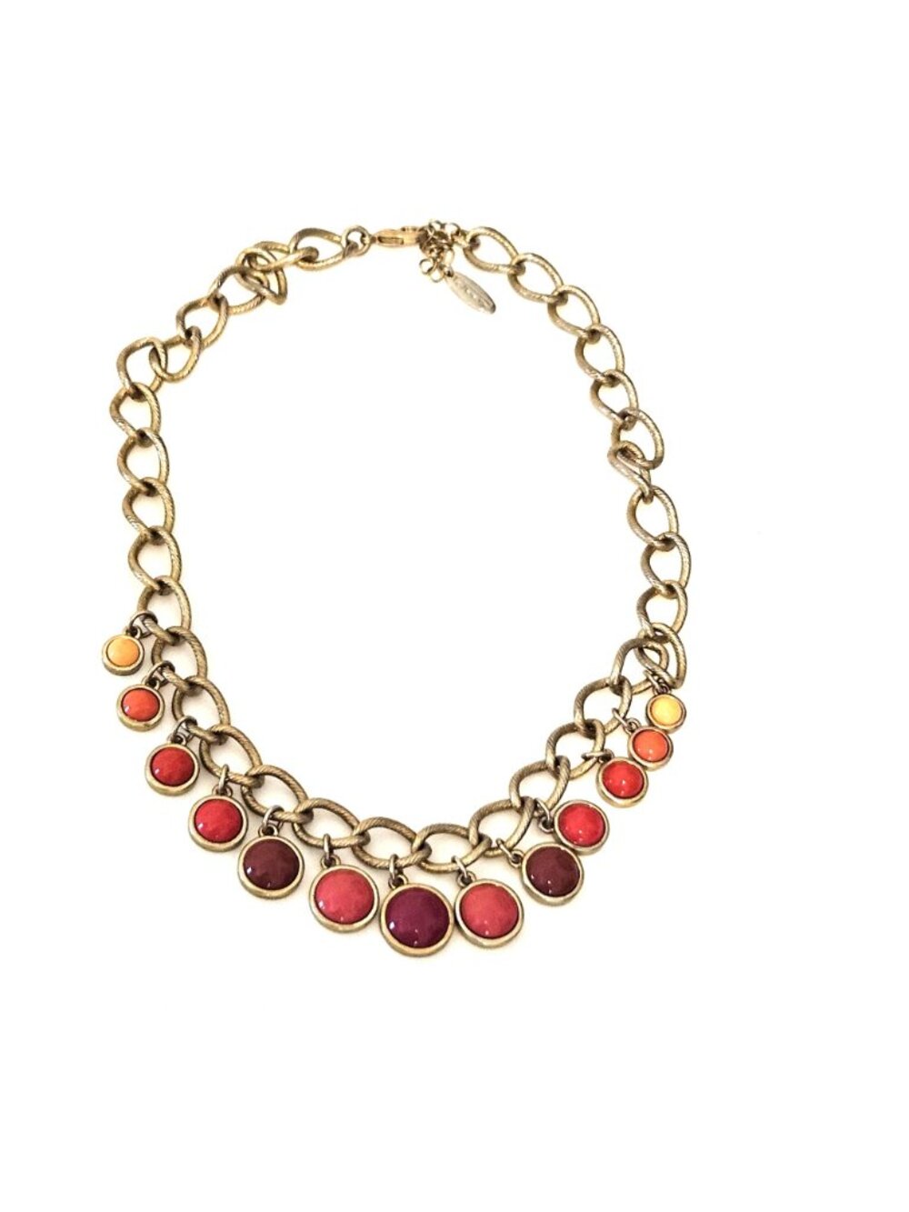 Talbots Gold Tone Red & Pink Statement Necklace - Picture 2 of 4